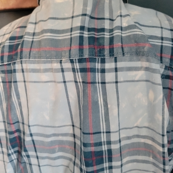 Hurley blue plaid faux bleach look button down‎ shirt size XL - Picture 4 of 7